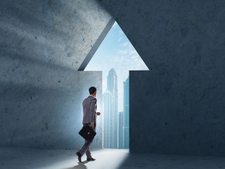 Businessman in personal growth concept