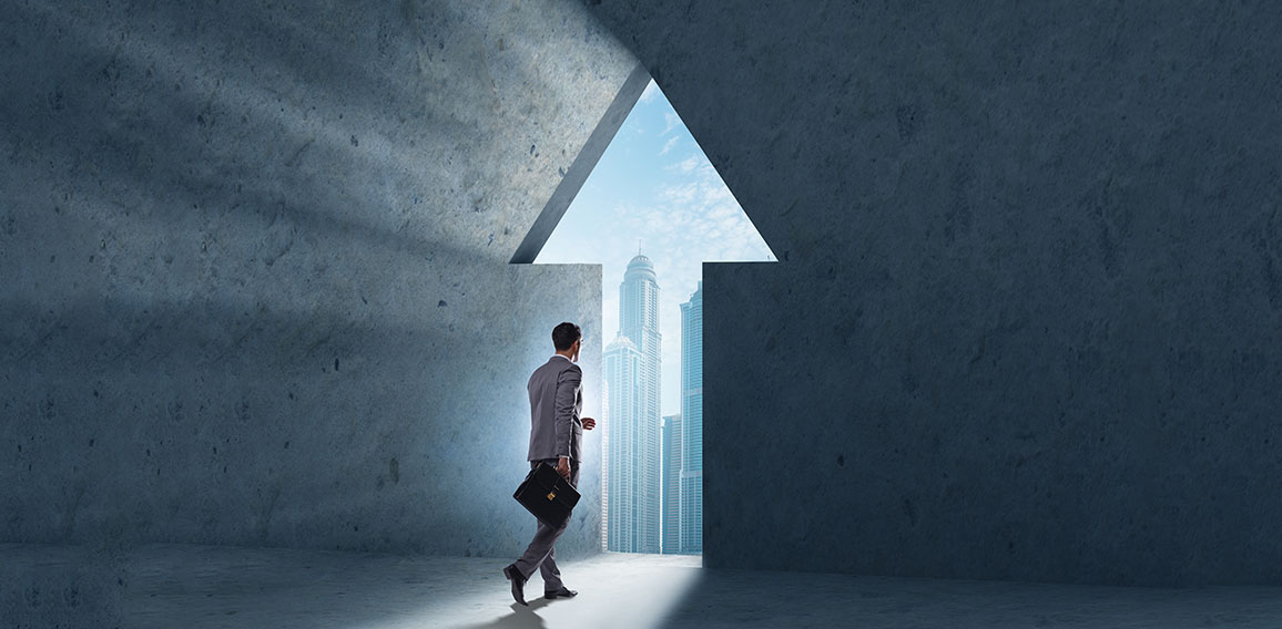 Businessman in personal growth concept