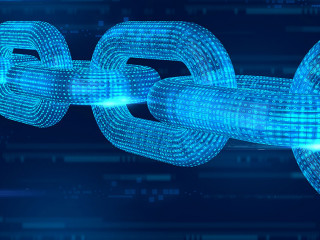 Block chain. Crypto currency. Blockchain concept. 3D wireframe chain with digital code. Editable cryptocurrency template. 3D illustration.