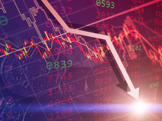 Bearish stock financial, bear market chart falling prices down t