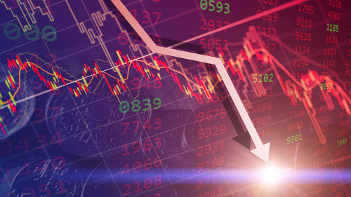 Bearish stock financial, bear market chart falling prices down t