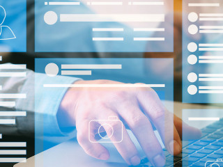 Web page browser of Social media Page VR Interface on the laptop