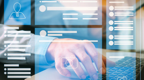 Web page browser of Social media Page VR Interface on the laptop