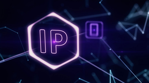 The three-dimensional network topology infographics with ip addresses 3d illustration