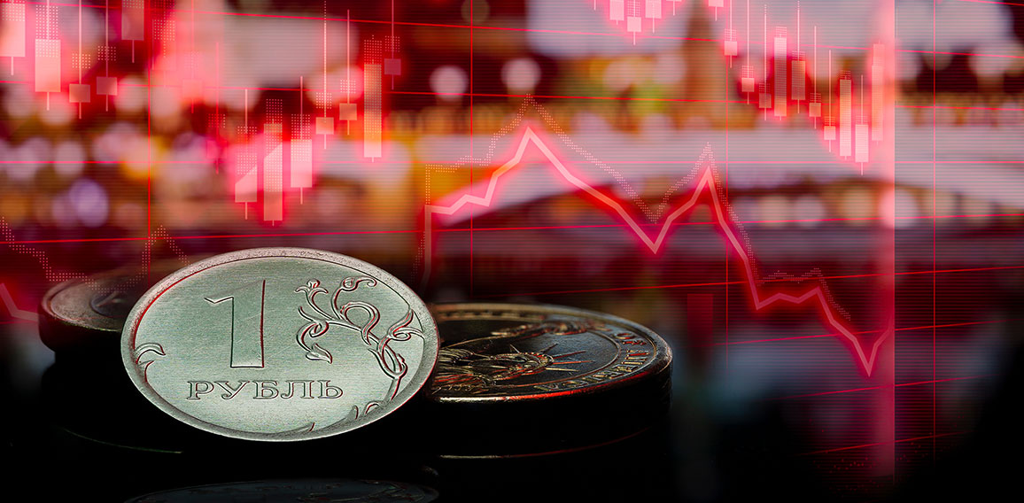Ruble Euro Dollar Coins Ukraine Sanctions Kremlin Background Cha