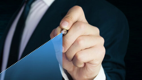 Man with business graph. Business concept.