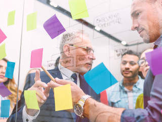 Team of business people work together. concept of teamwork, partnership and success