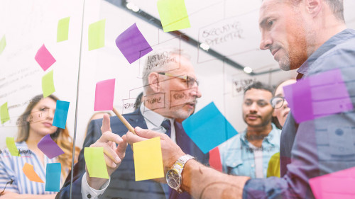 Team of business people work together. concept of teamwork, partnership and success