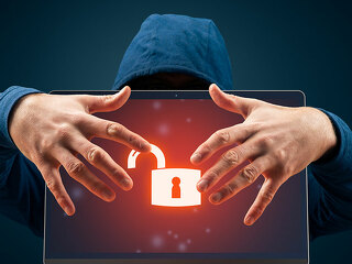 Unprotected computer usurped by hacker cyber security threat con