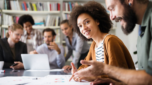 Group of young business people and designers.They working on new project.Startup concept.