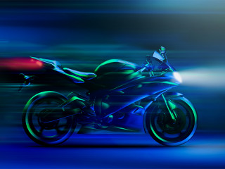 Futuristic high speed racing motorcycle scene (3D Illustration)