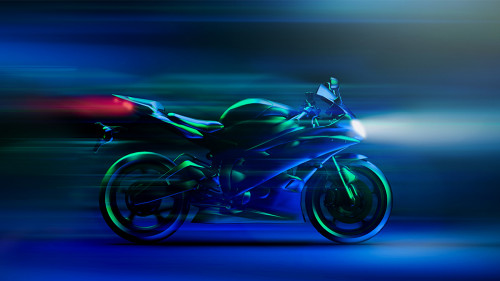 Futuristic high speed racing motorcycle scene (3D Illustration)