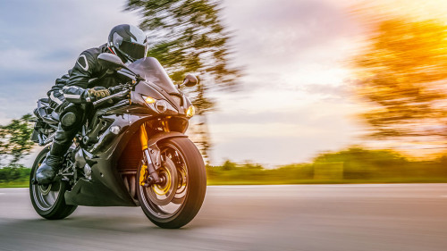 motorbike on the road riding. having fun riding the empty road o