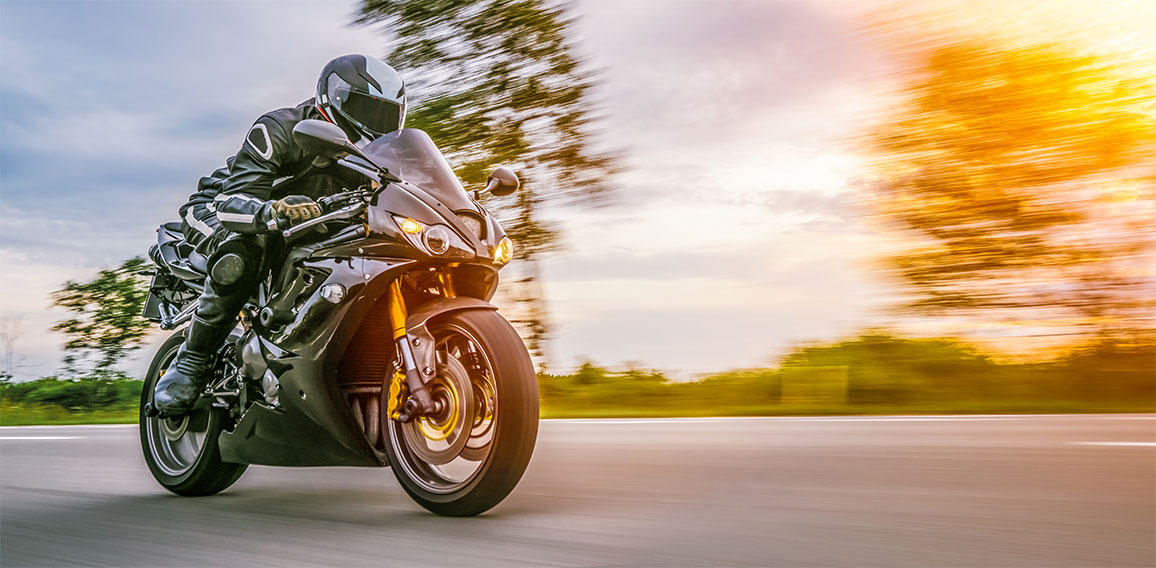 motorbike on the road riding. having fun riding the empty road o