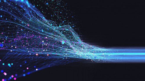 Neural network 3D illustration. Big data and cybersecurity. Data