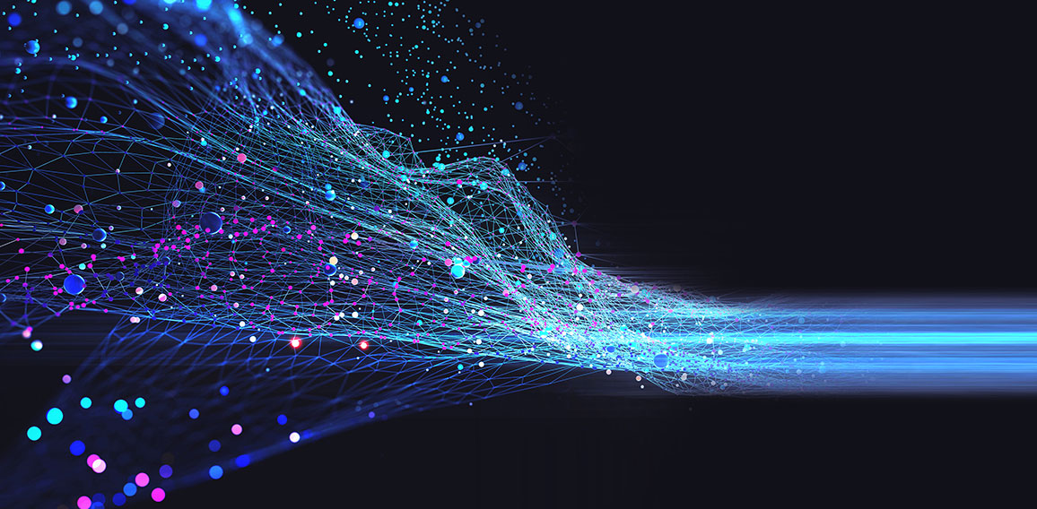 Neural network 3D illustration. Big data and cybersecurity. Data