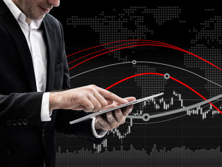 Businessman use tablet to checking crisis of world economy, Stoc