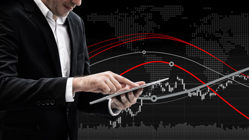 Businessman use tablet to checking crisis of world economy, Stoc