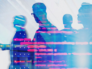 Computer engineers team, server room and code