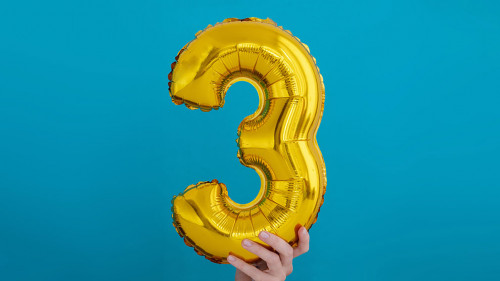 Gold foil number 3 three celebration balloon
