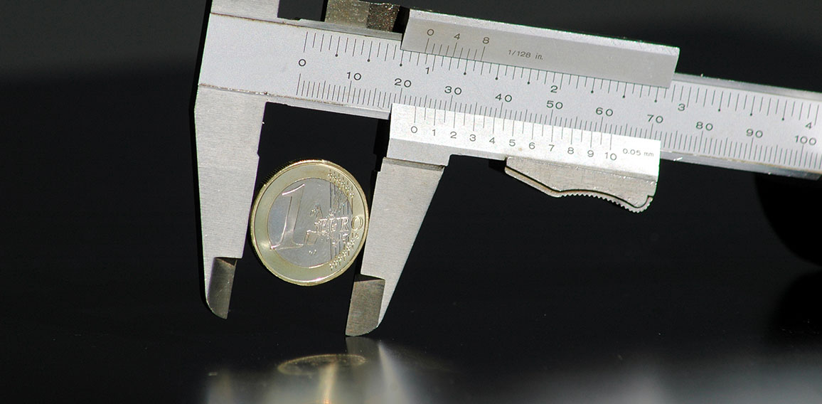 Geld, Euro, Währung, Schieblehre, messen, Symbol