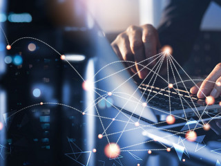 Digital technology, data exchange, cloud computing, global busin