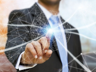 Businessman using data network