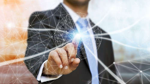 Businessman using data network