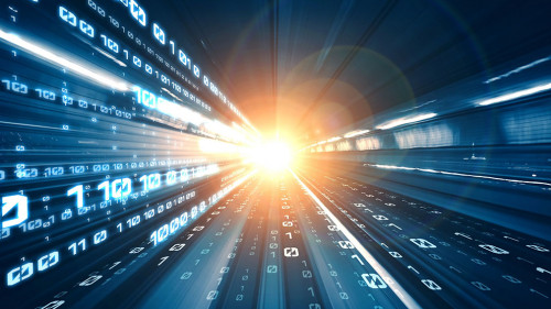 Digital data flow on road in concept of cyber global communication and coding