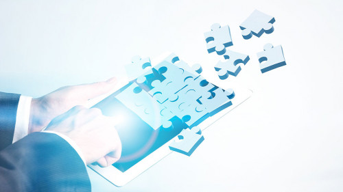 Tablet with puzzle pieces