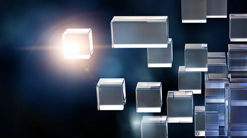 Glowing cubes. Innovation and creativity concept
