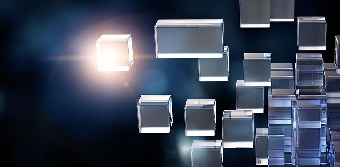 Glowing cubes. Innovation and creativity concept