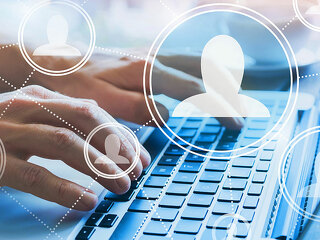 HR, human resources concept, social network with company people