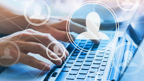 HR, human resources concept, social network with company people