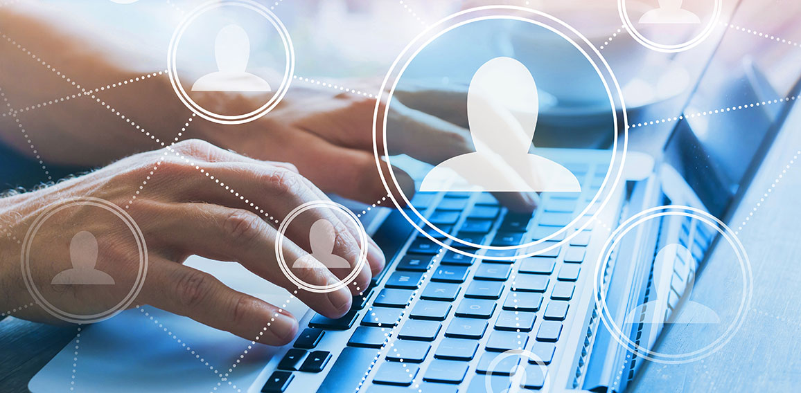 HR, human resources concept, social network with company people