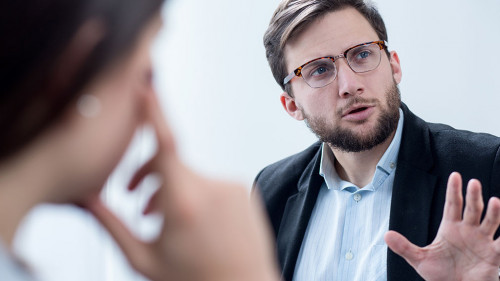 Businessman during psychotherapy session