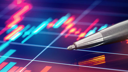 Exchange rates of economies of countries, dependence on oil trading graph. Concept business and financial investment