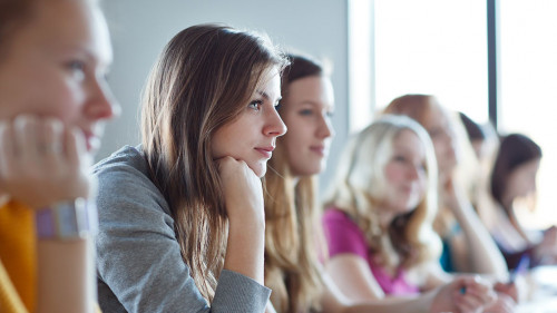 Students in class (color toned image)