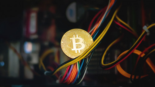 conceptual image of crypto currency mining.