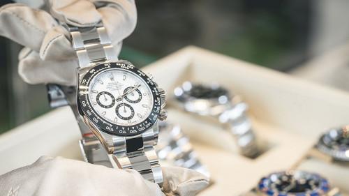 Collection of Luxury Rolex watches on a display