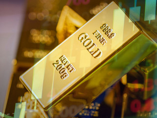 Gold bars in box, Stack of gold bars financial business economy