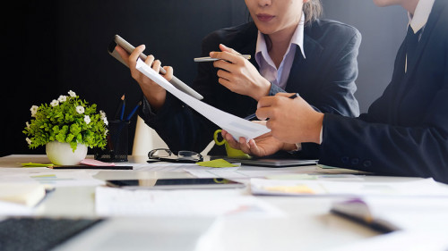 Business Concept, Audit team working with tablet computer and pa