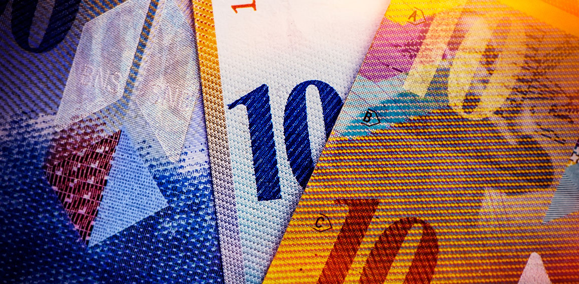 Swiss new banknotes.  Web banner.