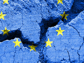 Flag of the European Union on cracked background