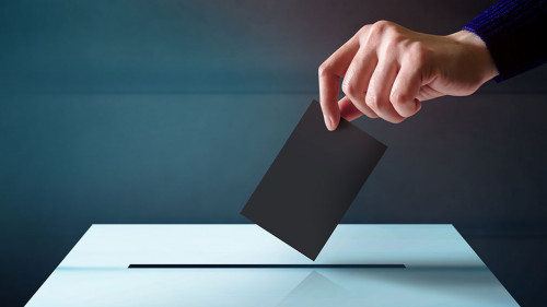 Hand Dropping a Ballot Card into the Vote Box, Polish and Dark T