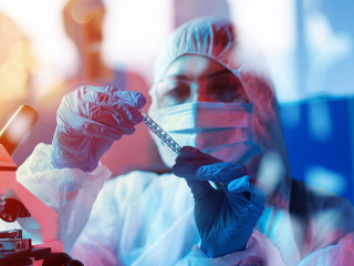 Medical science laboratory. Concept of virus and bacteria research