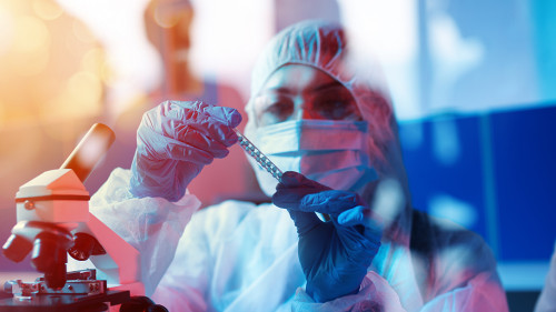 Medical science laboratory. Concept of virus and bacteria research