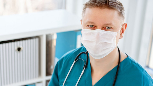 Doctor in protective mask