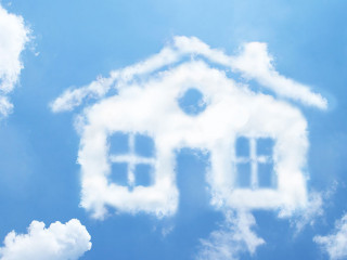 Clouds shape like house.