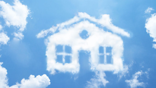 Clouds shape like house.